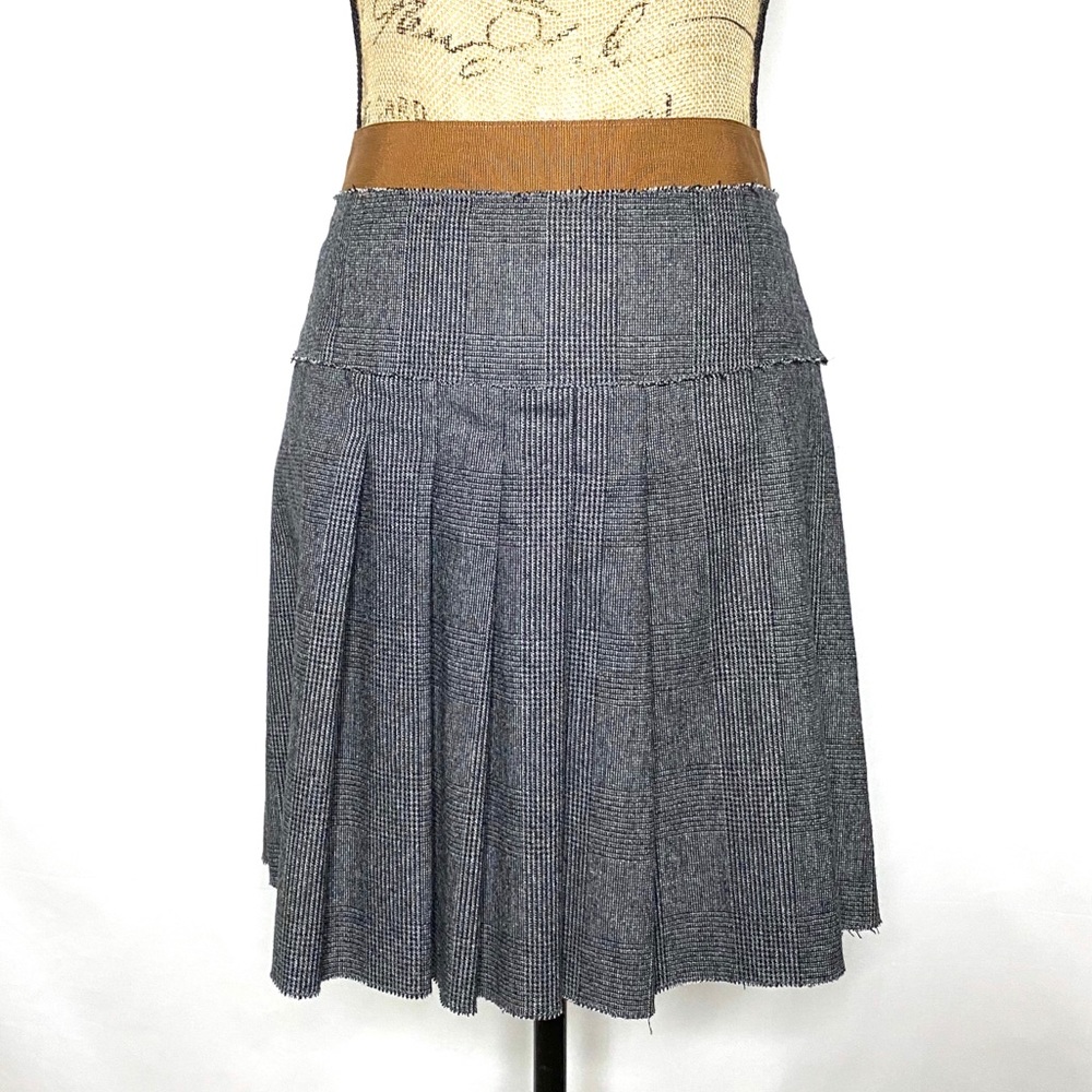 Dolce & Gabbana Gray Brown Plaid Wool Skirt